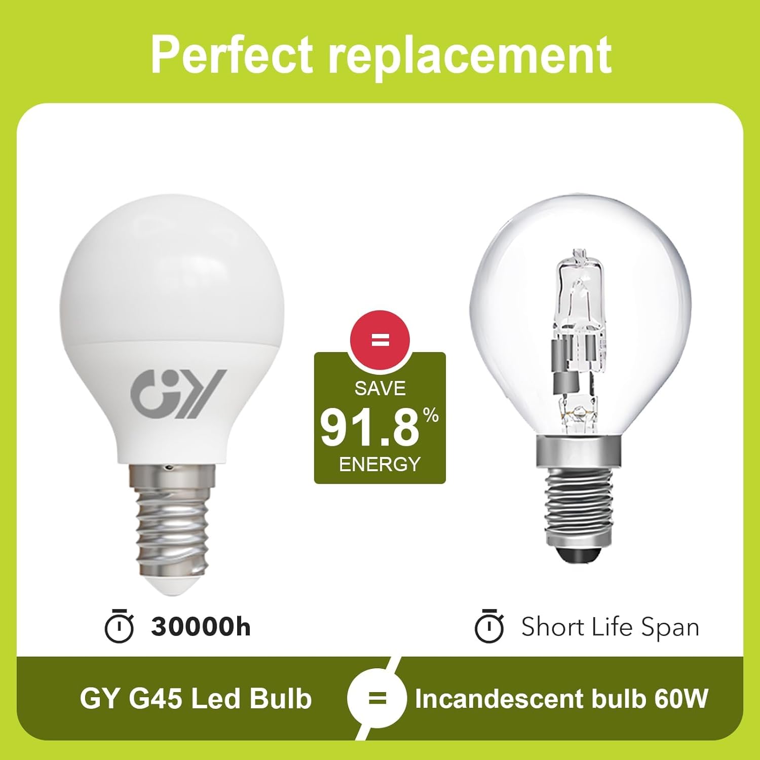GY E14 G45 LED Lampe 4.9W 807 Lumen Energieeffizienzklasse C