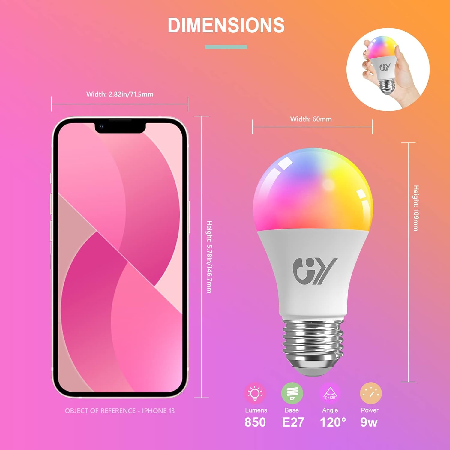 GY E27 LED A60 Smart WiFi Lampe 9W 850 Lumen Kompatibel mit Alexa Echo und Google Assistant