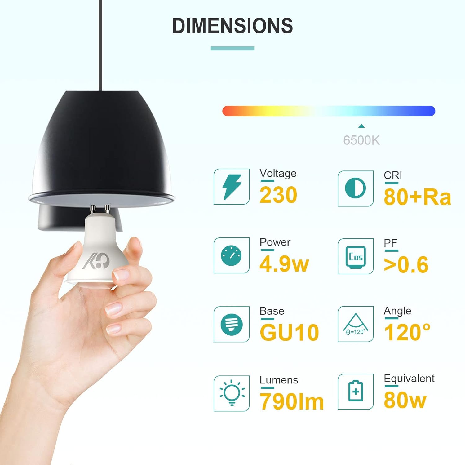 GY GU10 LED Lampe 4.9W 790 Lumen Energieeffizienzklasse B