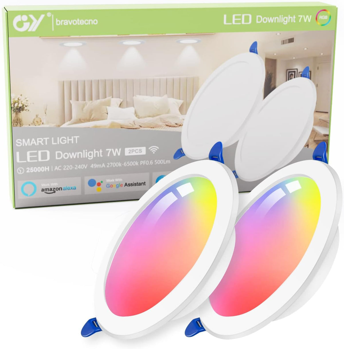 GY Spot LED RGB WiFi Smart GU10 7W Dimmerabile compatibile con Alexa e Google Home