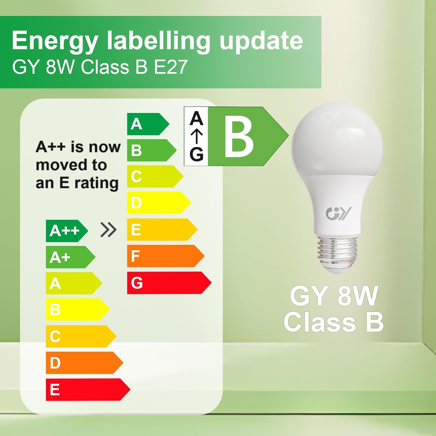 GY E27 LED Lampe 8W 1521 Lumen ersetzt 100W Halogen Energieeffizienzklasse B