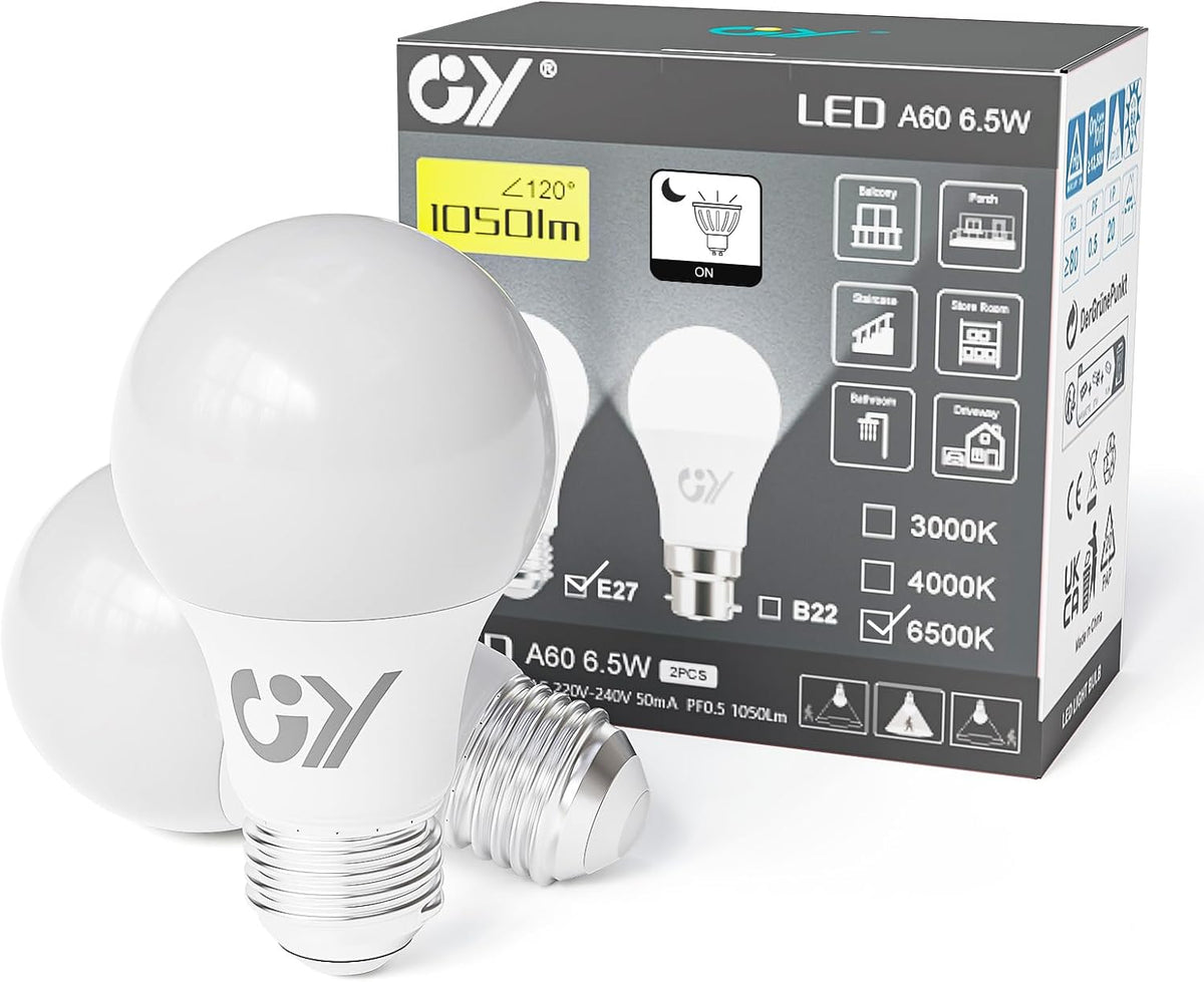 GY E27 A60 LED Lampe 6.5W mit Sensor Energieeffizienzklasse C