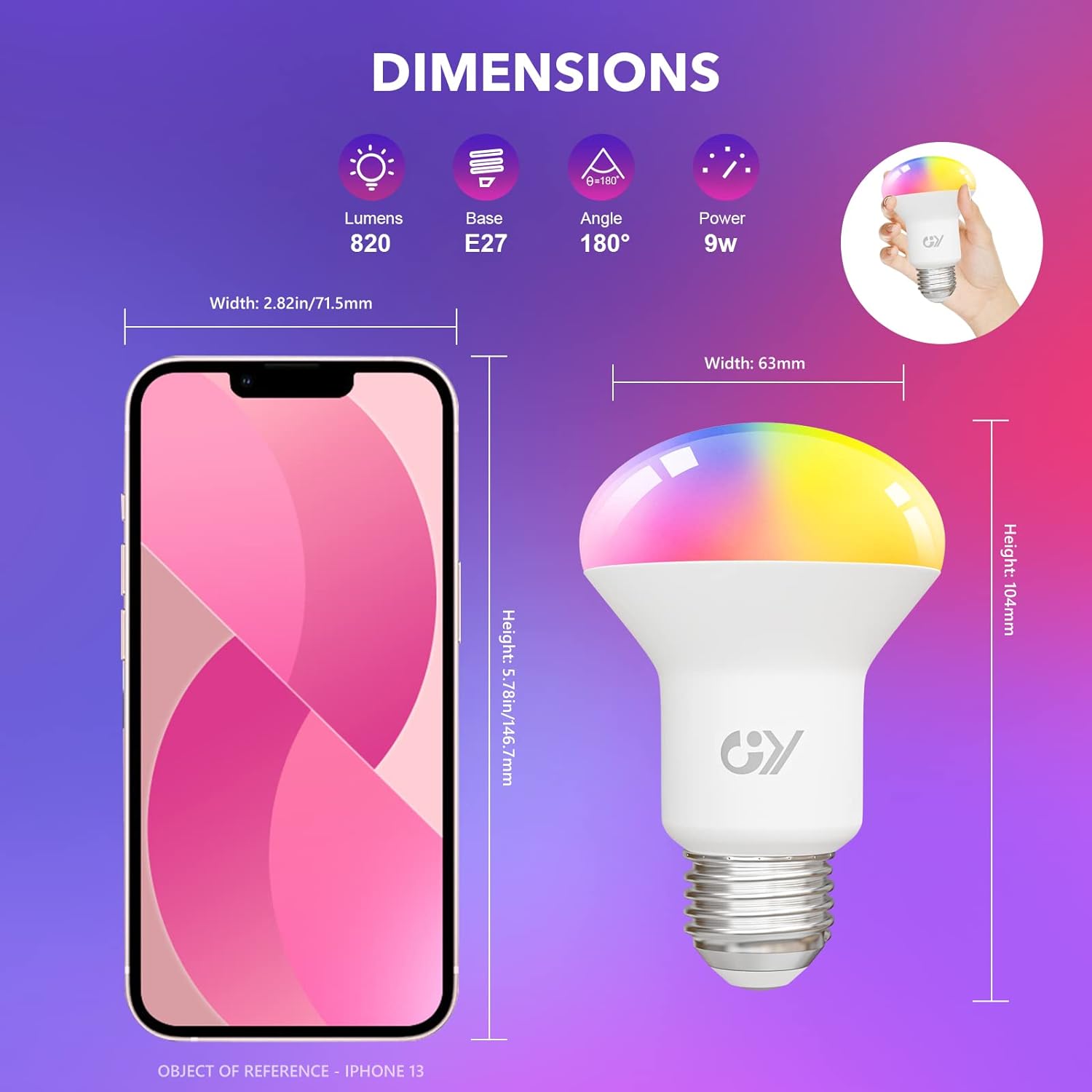 GY E27 LED R63 Smart WiFi Lampe 9W 820 Lumen Kompatibel mit Alexa Echo und Google Assistant