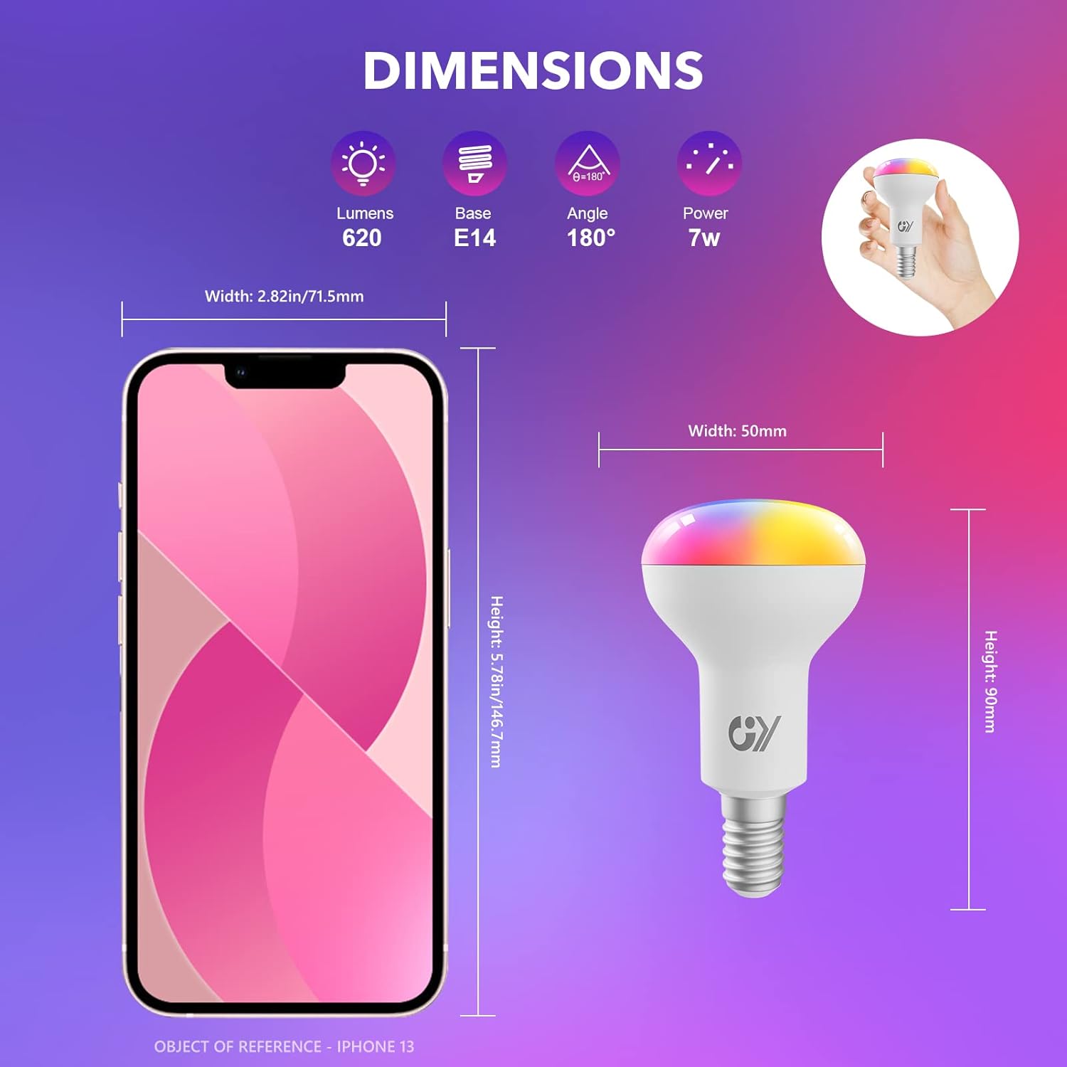 GY E27 LED R50 Smart WiFi Lampe 7W 620 Lumen Kompatibel mit Alexa Echo und Google Assistant