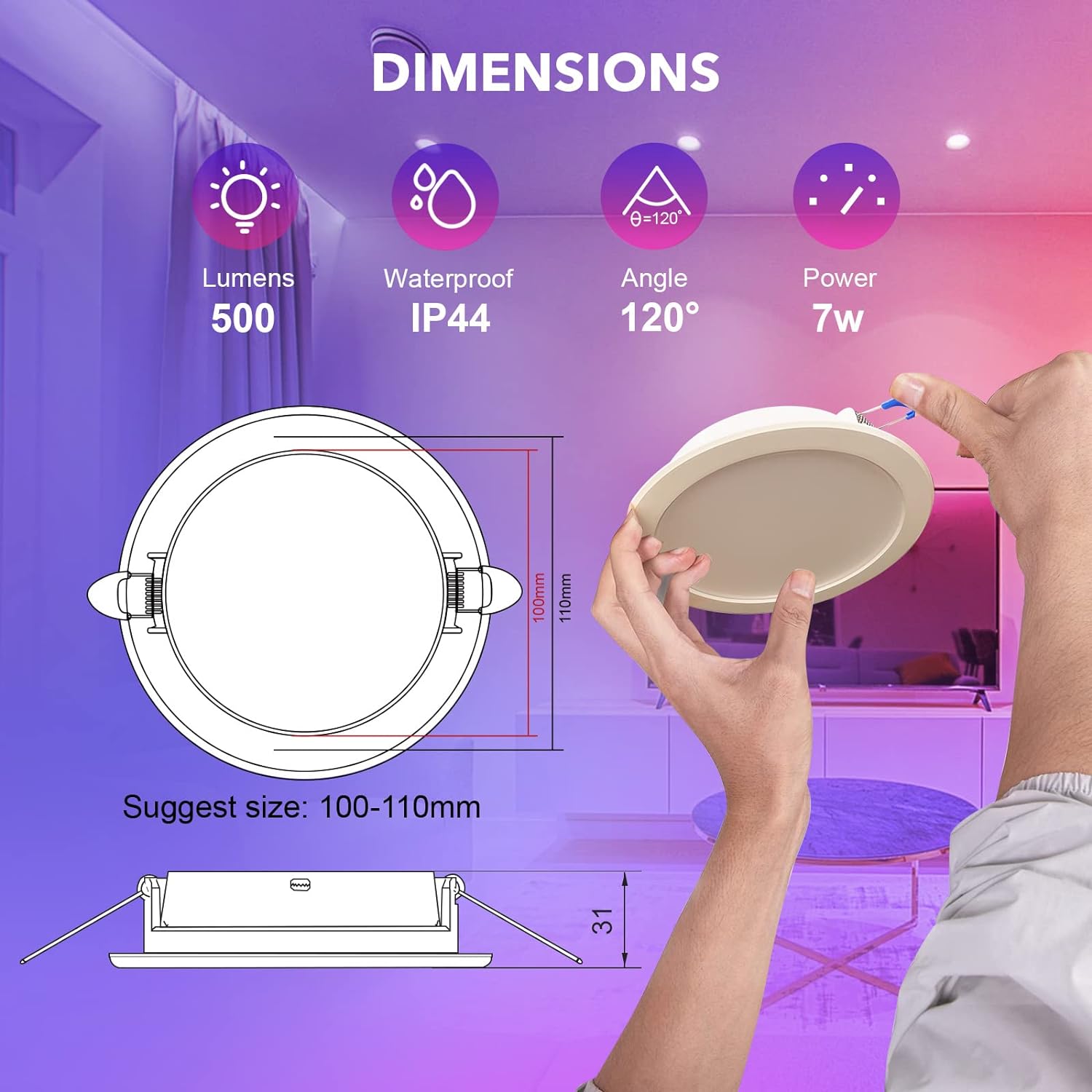 GY Spot LED RGB WiFi Smart GU10 7W Dimmerabile compatibile con Alexa e Google Home