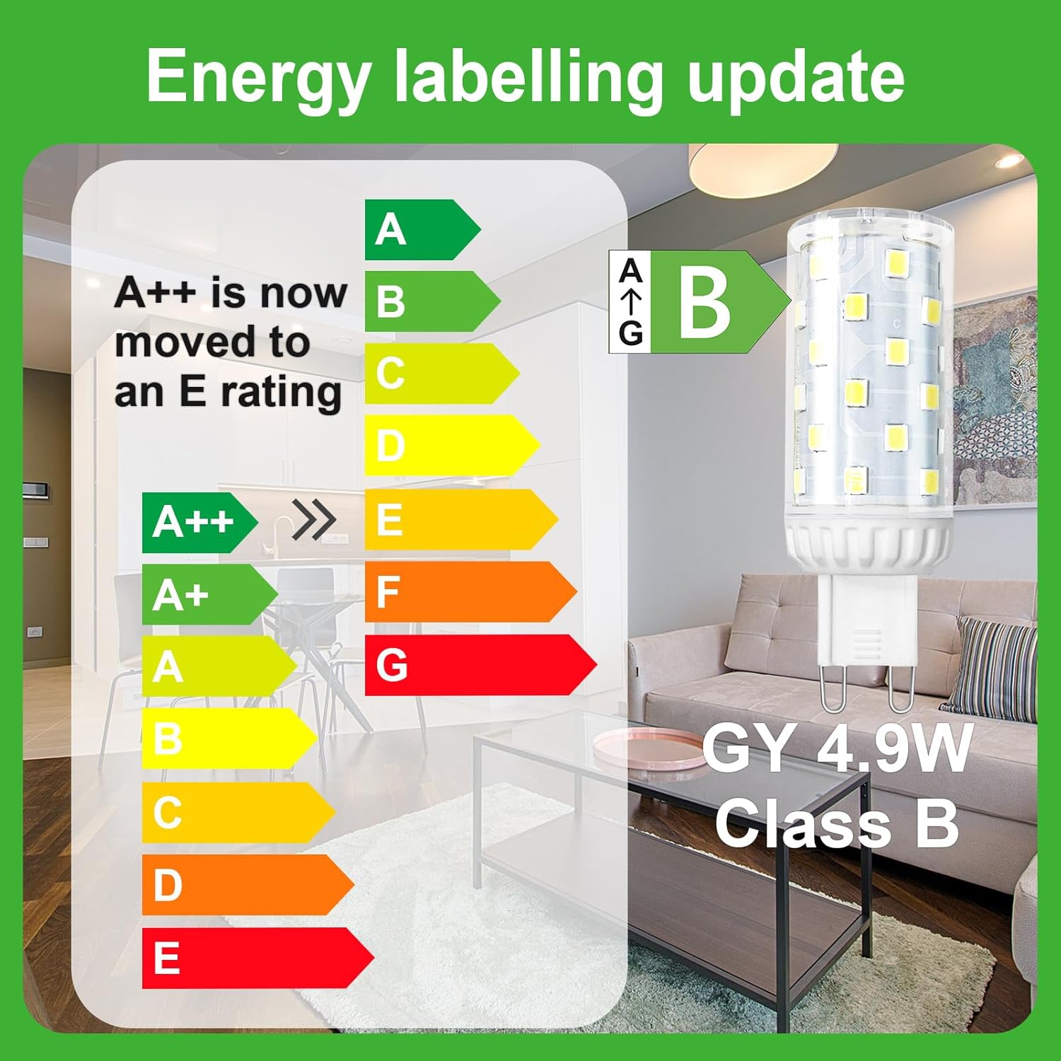 GY G9 LED Lampe 4.9W 908 Lumen Energieeffizienzklasse B