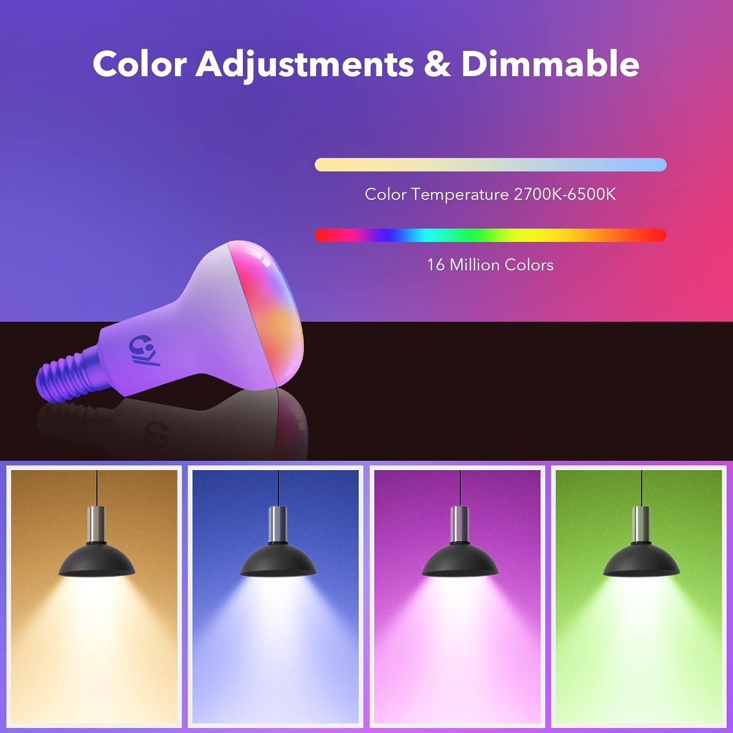 GY E27 LED R50 Smart WiFi Lampe 7W 620 Lumen Kompatibel mit Alexa Echo und Google Assistant