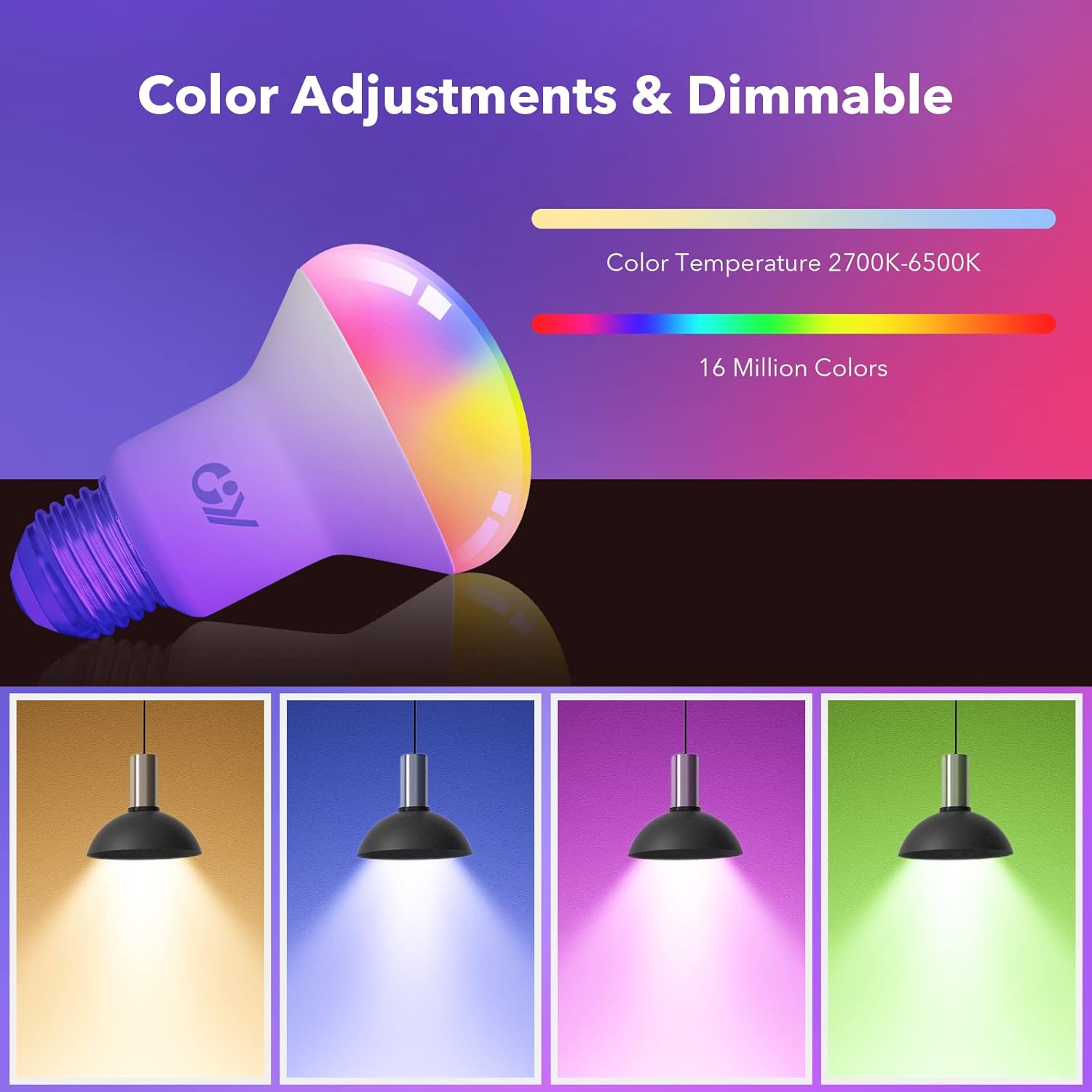 GY E27 LED R63 Smart WiFi Lampe 9W 820 Lumen Kompatibel mit Alexa Echo und Google Assistant