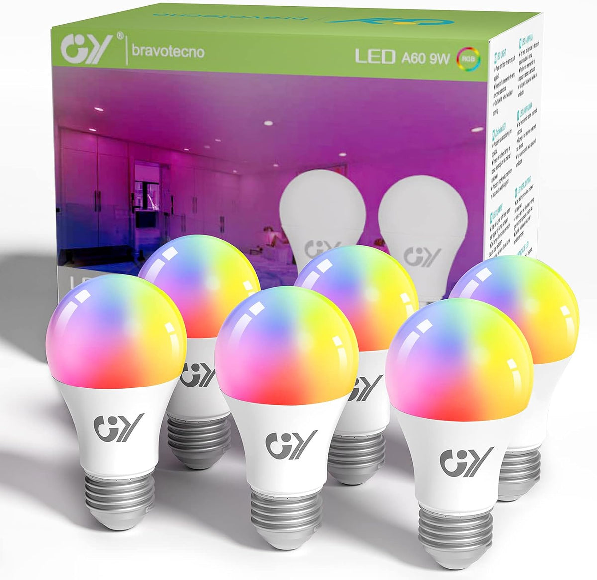 GY E27 LED A60 Smart WiFi Lampe 9W 850 Lumen Kompatibel mit Alexa Echo und Google Assistant