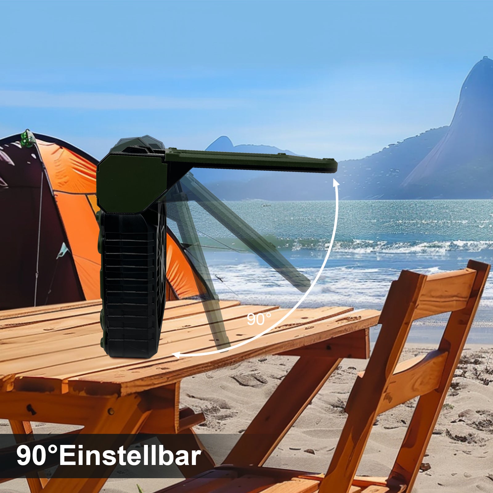 GY Tragbarer Solar Camping Ventilator mit LED Licht und Powerbank 20800mAh