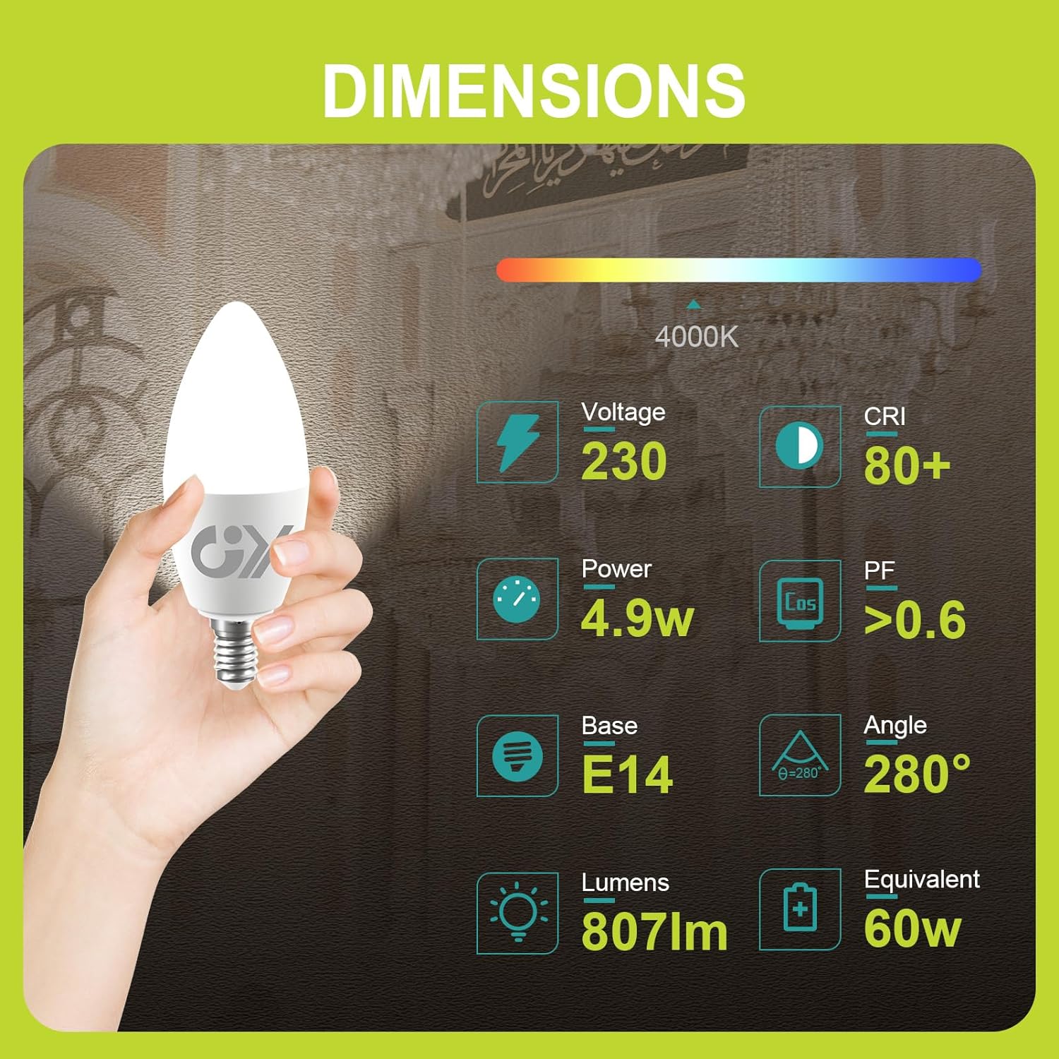 GY E14 C37 LED 4.9W 807 Lumen Energieeffizienzklasse C